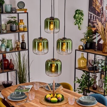 Lauden Lampadario a sospensione, Lampada a sfera, Lampada a sospensione Verde, Chiaro, 4-Luci