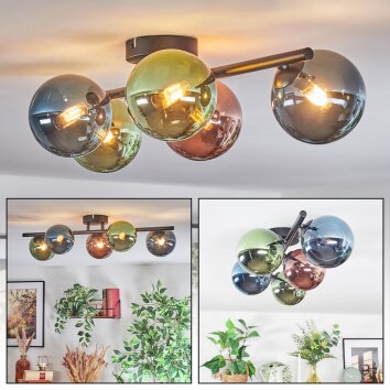 Chehalis Plafoniera, Lampada a sfera Blu, Verde, Ramato, 5-Luci