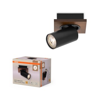 Illuminazione Osram Spot Plafoniera, Faretto da soffitto LED Aspetto del legno, Nero, 1-Luce
