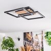 Rivano Plafoniera LED Cromo, Aspetto del legno, Nero, 1-Luce