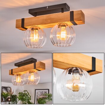 Sernadelo Plafoniera, Lampada a sfera Écru, Nero, 2-Luci