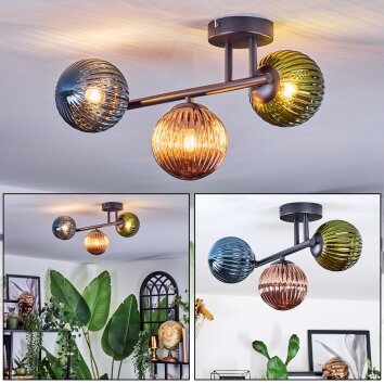 Chehalis Plafoniera, Lampada a sfera Blu, Verde, Ramato, 3-Luci