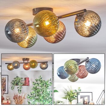 Chehalis Plafoniera, Lampada a sfera Blu, Verde, Ramato, 5-Luci