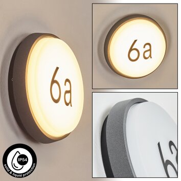 Duril Lampada da parete per esterno, Lampada per numero civico, Applique LED Antracite, 1-Luce