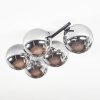 Chehalis Plafoniera, Lampada a sfera Cromo, Grigio fumo, 5-Luci
