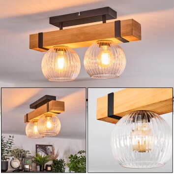 Sernadelo Plafoniera, Lampada a sfera Écru, Nero, 2-Luci