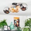 Koyoto Plafoniera, Lampada a sfera Ambrato, Cromo, Grigio fumo, 4-Luci