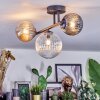 Chehalis Plafoniera, Lampada a sfera Ambrato, Chiaro, Grigio fumo, 3-Luci