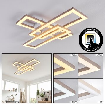 Marluk Plafoniera LED Cromo, Sabbia, Bianco, 1-Luce