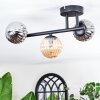 Chehalis Plafoniera, Lampada a sfera Ambrato, Grigio fumo, 3-Luci