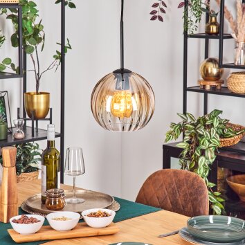 Koyoto Lampadario a sospensione, Lampada a sfera, Lampada a sospensione Ambrato, Chiaro, 1-Luce