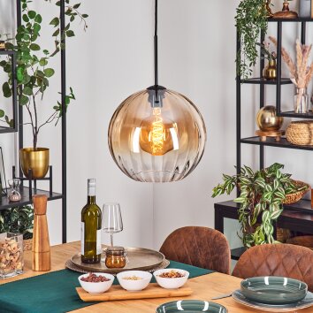 Koyoto Lampadario a sospensione, Lampada a sfera, Lampada a sospensione Ambrato, Chiaro, 1-Luce