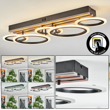 Galen Plafoniera LED Aspetto del legno, Nero, 1-Luce