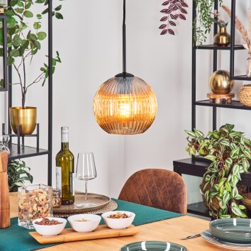 Koyoto Lampadario a sospensione, Lampada a sfera, Lampada a sospensione 20 cm Ambrato, 1-Luce