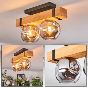 Sernadelo Plafoniera, Lampada a sfera Écru, Nero, 2-Luci