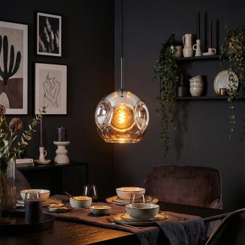 Ripoll Lampadario a sospensione, Lampada a sfera, Lampada a sospensione Cromo, Grigio fumo, 1-Luce