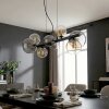Chehalis Lampadario a sospensione, Lampada a sfera, Lampada a sospensione Ambrato, Chiaro, Grigio fumo, 8-Luci