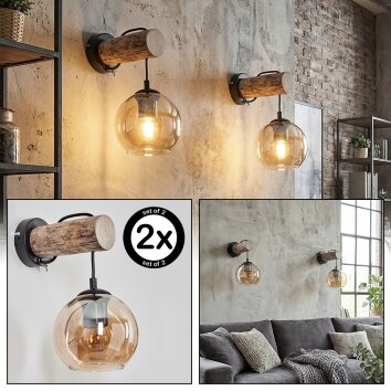 Koyoto Lampada a sfera, Applique Écru, Nero, 1-Luce