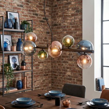Chehalis Lampadario a sospensione, Lampada a sfera, Lampada a sospensione Blu, Verde, Chiaro, Ramato, 8-Luci
