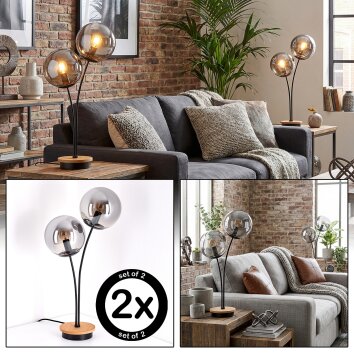 Jomin Lampada a sfera, Lampada da tavolo Écru, Nero, 2-Luci