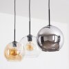 Koyoto Lampadario a sospensione, Lampada a sfera, Lampada a sospensione Ambrato, Chiaro, Grigio fumo, 3-Luci