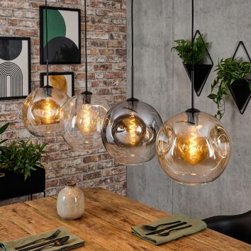 Ripoll Lampadario a sospensione, Lampada a sfera, Lampada a sospensione Ambrato, Chiaro, Grigio fumo, 4-Luci