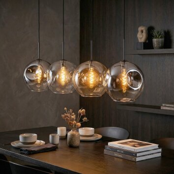 Ripoll Lampadario a sospensione, Lampada a sfera, Lampada a sospensione Ambrato, Chiaro, Grigio fumo, 4-Luci