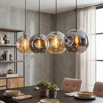 Ripoll Lampadario a sospensione, Lampada a sfera, Lampada a sospensione Ambrato, Grigio fumo, 4-Luci