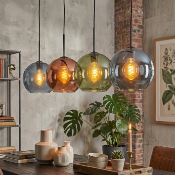 Koyoto Lampadario a sospensione, Lampada a sfera, Lampada a sospensione Blu, Verde, Ramato, 4-Luci