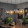 Koyoto Lampadario a sospensione, Lampada a sfera, Lampada a sospensione Ambrato, Cromo, Grigio fumo, 4-Luci