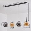 Koyoto Lampadario a sospensione, Lampada a sfera, Lampada a sospensione Ambrato, Cromo, Grigio fumo, 4-Luci