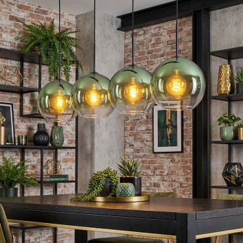 Koyoto Lampadario a sospensione, Lampada a sfera, Lampada a sospensione Verde, Chiaro, 4-Luci