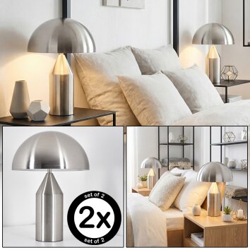 Rilon Lampada da tavolo Nichel opaco, 2-Luci