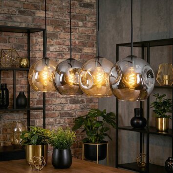 Ripoll Lampadario a sospensione, Lampada a sfera, Lampada a sospensione Ambrato, Grigio fumo, 4-Luci
