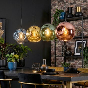 Ripoll Lampadario a sospensione, Lampada a sfera, Lampada a sospensione Blu, Oro, Verde, Ramato, 4-Luci