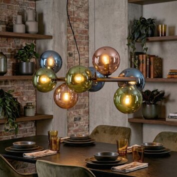 Gastor Lampadario a sospensione, Lampada a sfera, Lampada a sospensione Blu, Verde, Ramato, 8-Luci