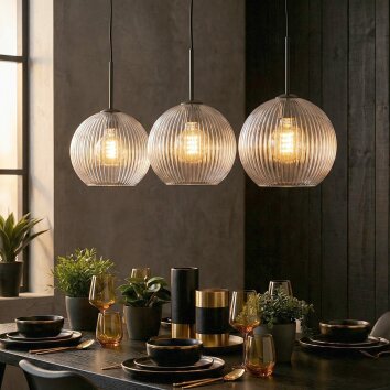 Koyoto Lampadario a sospensione, Lampada a sfera, Lampada a sospensione Chiaro, 3-Luci