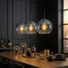Koyoto Lampadario a sospensione, Lampada a sfera, Lampada a sospensione Blu, Chiaro, 3-Luci