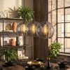 Koyoto Lampadario a sospensione, Lampada a sfera, Lampada a sospensione Grigio fumo, 3-Luci