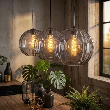 Koyoto Lampadario a sospensione, Lampada a sfera, Lampada a sospensione Grigio fumo, 3-Luci