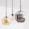 Koyoto Lampadario a sospensione, Lampada a sfera, Lampada a sospensione Ambrato, Cromo, Chiaro, Grigio fumo, 3-Luci