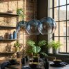 Koyoto Lampadario a sospensione, Lampada a sfera, Lampada a sospensione Blu, Chiaro, 3-Luci