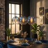 Koyoto Lampadario a sospensione, Lampada a sfera, Lampada a sospensione Blu, Chiaro, 3-Luci