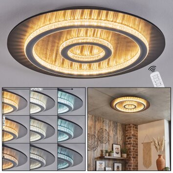 Lidor Plafoniera LED Antracite, Grigio, Nero, 1-Luce, Telecomando