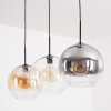 Koyoto Lampadario a sospensione, Lampada a sfera, Lampada a sospensione Ambrato, Chiaro, Grigio fumo, 3-Luci
