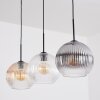 Koyoto Lampadario a sospensione, Lampada a sfera, Lampada a sospensione Ambrato, Chiaro, Grigio fumo, 3-Luci