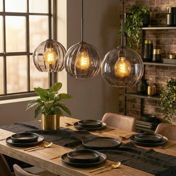 Koyoto Lampadario a sospensione, Lampada a sfera, Lampada a sospensione Grigio fumo, 3-Luci