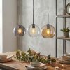 Koyoto Lampadario a sospensione, Lampada a sfera, Lampada a sospensione Ambrato, Chiaro, Grigio fumo, 3-Luci