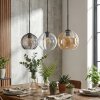 Koyoto Lampadario a sospensione, Lampada a sfera, Lampada a sospensione Ambrato, Chiaro, Grigio fumo, 3-Luci