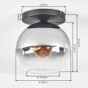 Koyoto Plafoniera, Lampada a sfera 25 cm Chiaro, Grigio fumo, 1-Luce